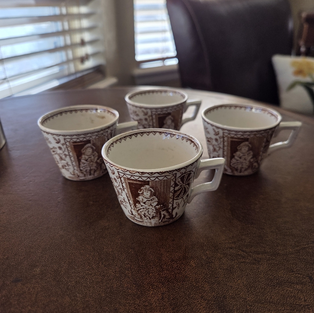Charles Allerton & Sons "Little Mae" Childs Teacups Late 1800's Staffordshire